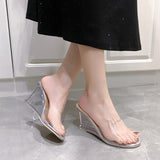 Fligmm New Crystal Heel Sandals Transparent Belt High-Heeled Slippers Summer New Korean Fashionable Slippers