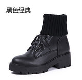 Fligmm Martin Boots Girls College Style Students Non-Slip Thick Soles Plush Warm Wool Rice White Large Size Short Boots