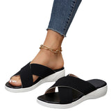 Fligmm Summer New Flat Heel Fish Mouth Cool Drag Thick Soles Large Size Flying Woven Cross Women's Slippers From Stock