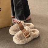 Fligmm Out Baotou Slippers Thick-Soled Wool Slippers Women Wear 2024 Autumn And Winter New Cotton Slippers Ins