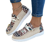 Fligmm Spring New Laced Canvas Loafers, Women's Shoes, Flat-Soled Casual Shoes, Ladies' Cloth Shoes, Mother's Shoes.