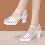 Fligmm Heels, Thick Heels, Fish Mouth Sandals, Women's 2024 Summer New Thick Soles With White Large Soft Soles Open Toe Sandals