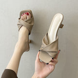 Fligmm The New Summer Style Simple High-Heeled Flip-Flops, Cats And High-Heel Shoes French Women Wear Semi-Slippers