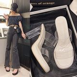 Fligmm Celebrity Sandals And Slippers Women Wear The New Fashion Thick-Heeled Crystal High-Heeled Transparent Slippers In Summer 2024.