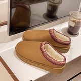 Fligmm Women's Shoes, Snow Boots, Women's Winter Fashion, Baotou Slippers, Muffin, Thick Soles, Warm Cotton Shoes.