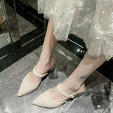 Fligmm Baotou, Thick Heels, Sandals, Semi-Slippers, Women's Summer 2024 New Style Cloth For Outer Wear.