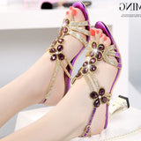 Fligmm New Diamond Sandals Women Wear Comfortable Korean Crystal High-Heeled Shoes With Diamond Heels In Summer