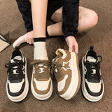 Fligmm And White Star Thick-Soled Toe Shoes Wide-Headed Women's 2024 New High-Looking Fashionable Korean Version Of Shoes Sports Small White Shoes