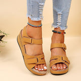 Fligmm Summer New Retro Women's Sandals Car Line Hole Shoes Large Round Head Slope Heel Comfort