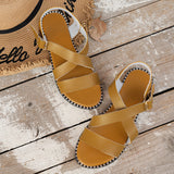 Fligmm New Large-Size Flat-Soled Sandals One-Word Buckle Fish Mouth Roman Shoes 46 Out Of Stock