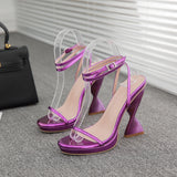 Fligmm Heels Women's Shoes Spot Waterproof Table Purple Large Size With High-Heeled Sandals