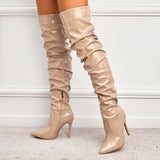 Fligmm Autumn And Winter Fashionable High-Heeled Boots, High-Legged Women's Boots, Folding And Stacking Knee Boots.