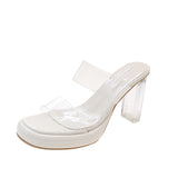 Fligmm Celebrity Sandals And Slippers Women Wear The New Fashion Thick-Heeled Crystal High-Heeled Transparent Slippers In Summer 2024.