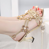 Fligmm New Diamond Sandals Women Wear Comfortable Korean Crystal High-Heeled Shoes With Diamond Heels In Summer