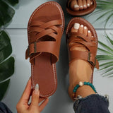 Fligmm Summer New Women's Sandals Slippers Flat-Soled Roman Lace-Up Sandals Non-Slip Rubber Soles Fashion Women's Shoes