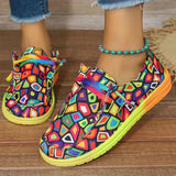 Fligmm New Large-Size Lace Color Low-Top Single Shoes Female National Style Graffiti Lazy Canvas Flat Soles