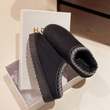 Fligmm Women's Shoes, Snow Boots, Women's Winter Fashion, Baotou Slippers, Muffin, Thick Soles, Warm Cotton Shoes.