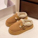 Fligmm Version Of Muffin Thick-Soled Woolen Shoes Women In 2024 Winter New Snow Boots Wearing Warm And Velveteen Semi-Slippers