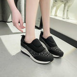 Fligmm New Large Size Women's Shoes With Thick Glitter, Solid Color Cover, Breathable Feet, Light And High Inside.