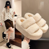 Fligmm Cm Woolen Shoes Women Wear 2024 Internet Celebrities Popular Style To Go Out In Autumn And Winter Thick-Soled Lightweight Plush Cotton Slippers