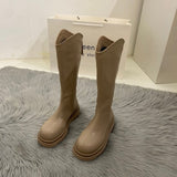 Fligmm Women With Long Boots 2024 New Boots Autumn And Winter Knight Boots Fat Mm Thick Legs Thick Soles But Knee-Length Women's Boots