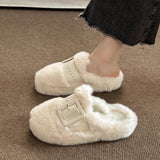 Fligmm Out Baotou Slippers Thick-Soled Wool Slippers Women Wear 2024 Autumn And Winter New Cotton Slippers Ins