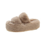 Fligmm Size Trendy Fashion Soft 7Cm Women Wearing Fur Slippers Flat Soles Drag The New Autumn Style Thicker