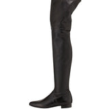 Fligmm And Gray Square Heel Flat Thigh Boots Ladies Winter Velvet Boots Round Head Short Zipper Knee Boots