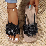 Fligmm Women's Shoes In Summer, New Flowers, Soft Soles, Large Size, Women's Beach Mop, Outdoor Mop.