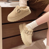 Fligmm Version Of Muffin Thick-Soled Woolen Shoes Women In 2024 Winter New Snow Boots Wearing Warm And Velveteen Semi-Slippers