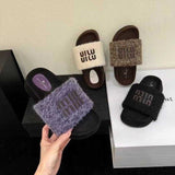 Fligmm Women's High-End Hairy Slippers Wear 2024 New Autumn And Winter Cotton Slippers.