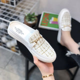 Fligmm Semi-Slippers For Women's 2024 New Round Head Shoes With Muller Single Shoes, Ladies' Fashionable And Casual Baotou Slippers