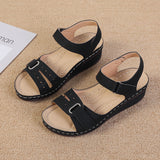 Fligmm Summer New Retro Women's Shoes Sandals Car Line Hole Shoes Large Size Round Head Slope Heel Comfortable Sandals Women