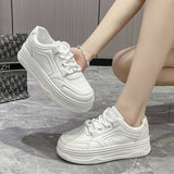 Fligmm White Shoes For Women In The Spring Of 2024, The New High-Board Shoes Are Full Of Ins Breathable Leisure Sports Shoes.