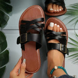 Fligmm Summer New Women's Sandals Slippers Flat-Soled Roman Lace-Up Sandals Non-Slip Rubber Soles Fashion Women's Shoes