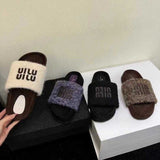 Fligmm Women's High-End Hairy Slippers Wear 2024 New Autumn And Winter Cotton Slippers.