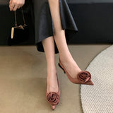 Fligmm High-Heeled Shoes Shallow Mouth Single Shoes 2024 Spring And Summer New Baotou Flowers Decorated With Thin Heels And Empty Sandals