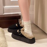 Fligmm Version Of Muffin Thick-Soled Woolen Shoes Women In 2024 Winter New Snow Boots Wearing Warm And Velveteen Semi-Slippers