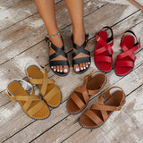 Fligmm New Large-Size Flat-Soled Sandals One-Word Buckle Fish Mouth Roman Shoes 46 Out Of Stock