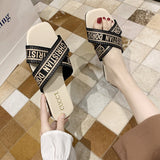 Fligmm Size 42 Online Celebrity Slippers Women Wear 2024 New Summer Fashion Flat-Soled Sandals 41