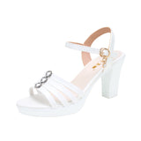 Fligmm Heels, Thick Heels, Fish Mouth Sandals, Women's 2024 Summer New Thick Soles With White Large Soft Soles Open Toe Sandals