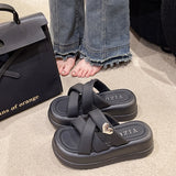 Fligmm Slippers For Women In The Summer Of 2024, The New Korean Version Of Small People With Thick Soles Are Tall And Comfortable Sandals.