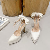 Fligmm High Heels, New Waterproof Table Shoes, Women's Thick Heels, Bow And Hollow Baotou Sandals.