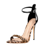 Fligmm Summer New Large-Size Sexy Leopard Print Pointed Thin High-Heeled Lady Sandals