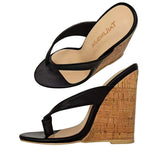 Fligmm Summer, The New Ladies' Large Size Sandals With Toe Slope And Cool Mop Wood Grain Bag With Round Head And High Heels