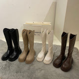 Fligmm Women With Long Boots 2024 New Boots Autumn And Winter Knight Boots Fat Mm Thick Legs Thick Soles But Knee-Length Women's Boots