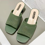 Fligmm Heel Sandals And Slippers For Women In Summer 2024, The New Korean Version Of Flying Weave Wears A Word Of Fashion For Women's Sandals And Slippers.