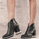 Fligmm Size 2024 Embroidered Fashion Boots Women's Riveted Acrylic Crystal High-Heeled Boots