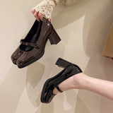 Fligmm High-Heeled Fairy Mary Jane Shoes Spring 2024 New Vintage Medium-Heeled JK Shoes Lori Black Single Shoes