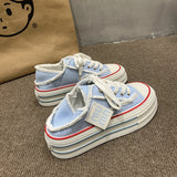 Fligmm Canvas Shoes Women's 2024 Summer Korean Version Of The New Muffin Small White Shoes Women Can Step On The Heel Casual Board Shoes